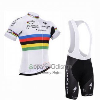 Uci Mondo Campione Lider Ropa Ciclismo Culotte Corto 2016 Hombre Mangas Cortas Quick Step Blanco