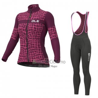 Ale Ropa Ciclismo Culotte Largo 2021 Mujer Mangas Largas Violeta