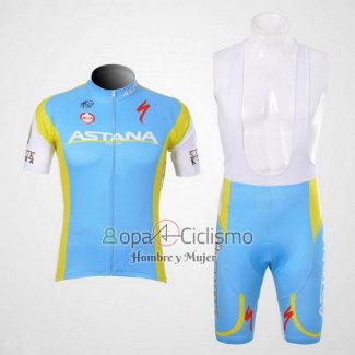 Astana Ropa Ciclismo Culotte Corto 2012 Mangas Cortas Azul Claro