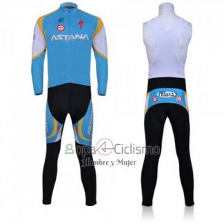 Astana Ropa Ciclismo Culotte Largo 2011 Mangas Largas Azur