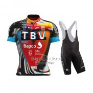 Bahrain Victorious Ropa Ciclismo Culotte Corto 2021 Mangas Cortas Negro Naranja