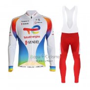 Direct Energie Ropa Ciclismo Culotte Largo 2021 Hombre Mangas Largas Blanco Rojo AMarillo Azul