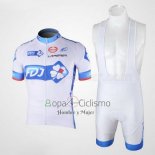 Fdj Ropa Ciclismo Culotte Corto 2010 Mangas Cortas Blanco y Azul Claro