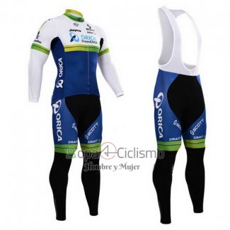 Orica Verdeedge Ropa Ciclismo Culotte Largo 2015 Mangas Largas Blanco y Azul