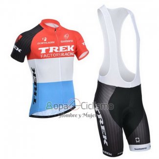 Trek Factory Racing Ropa Ciclismo Culotte Corto 2014 Mangas Cortas Naranja y Blanco