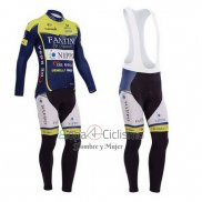 Vini Fantini Ropa Ciclismo Culotte Largo 2014 Hombre Mangas Largas Verde y Azul