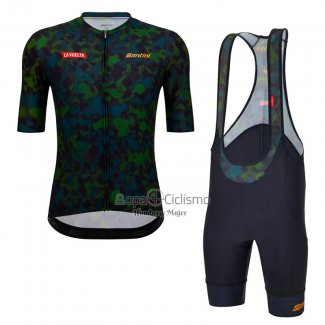 Vuelta Espana Ropa Ciclismo Culotte Corto 2022 Hombre Mangas Cortas Negro Verde