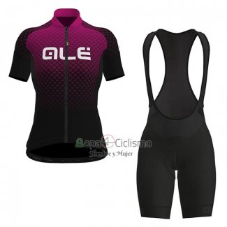 Ale Ropa Ciclismo Culotte Corto 2021 Mujer Mangas Cortas Fucsia Negro