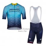 Astana Qazaqstan Team Ropa Ciclismo Culotte Corto 2022 Mangas Cortas Azul AMarillo