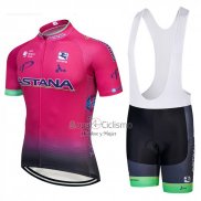 Astana Ropa Ciclismo Culotte Corto 2018 Mangas Cortas Rosa