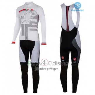 Castelli Ropa Ciclismo Culotte Largo 2016 Mujer Mangas Largas Blanco y Rojo