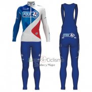 Fdj Ropa Ciclismo Culotte Largo 2017 Mangas Largas Azul y Blanco