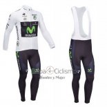 Movistar Lider Ropa Ciclismo Culotte Largo 2013 Hombre Mangas Largas Blanco