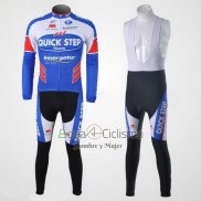 Quick Step Floor Ropa Ciclismo Culotte Largo 2011 Mangas Largas Blanco y Azur