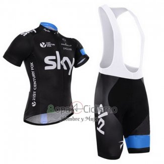 Sky Ropa Ciclismo Culotte Corto 2015 Mangas Cortas Azul y Negro