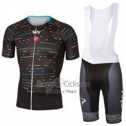 Sky Ropa Ciclismo Culotte Corto 2017 Mangas Cortas Negro y Azul Claro