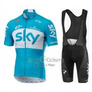 Sky Ropa Ciclismo Culotte Corto 2018 Mangas Cortas Azul Blanco