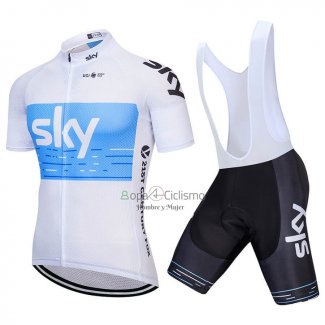 Sky Ropa Ciclismo Culotte Corto 2018 Mangas Cortas Blanco Azul