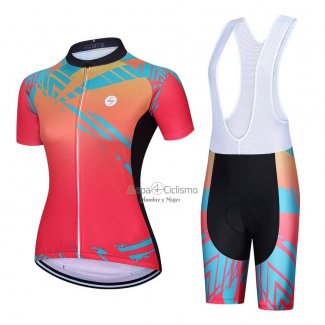 Steep Ropa Ciclismo Culotte Corto 2023 Mujer Mangas Cortas Rojo Negro