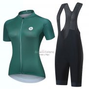 Steep Ropa Ciclismo Culotte Corto 2023 Mujer Mangas Cortas Verde Negro