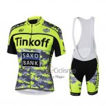 Tinkoff Saxo Bank Ropa Ciclismo Culotte Corto 2019 Mangas Cortas AMarillo Verde Negro