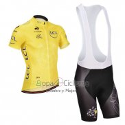 Tour DE Francia Ropa Ciclismo Culotte Corto 2014 Hombre Mangas Cortas AMarillo