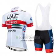 Uci Mundo Campeon UAE Ropa Ciclismo Culotte Corto 2019 Mangas Cortas Blanco Rojo