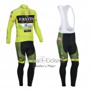 Vini Fantini Ropa Ciclismo Culotte Largo 2013 Hombre Mangas Largas Verde y Negro