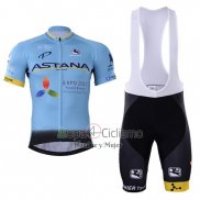 Astana Ropa Ciclismo Culotte Corto 2017 Mangas Cortas Azul