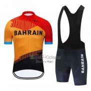 Bahrain Ropa Ciclismo Culotte Corto 2020 Mangas Cortas Naranja Negro