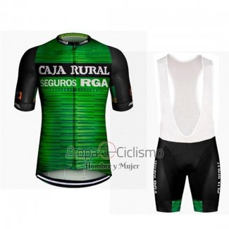 Caja Rural Ropa Ciclismo Culotte Corto 2019 Hombre Mangas Cortas Verde Negro