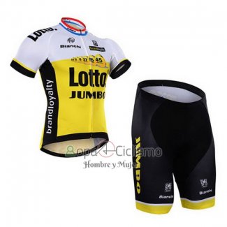 Lotto NL Jumbo Ropa Ciclismo Culotte Corto 2016 Mangas Cortas Blanco y AMarillo