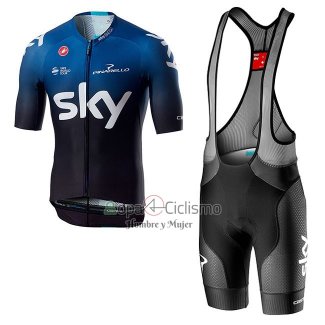 Sky Aero Ropa Ciclismo Culotte Corto 2019 Mangas Cortas Negro Azul