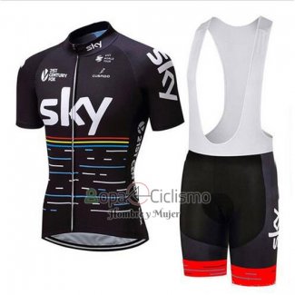 Sky Ropa Ciclismo Culotte Corto 2018 Mangas Cortas Negro y Rojo