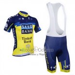 Tinkoff Saxo Bank Ropa Ciclismo Culotte Corto 2013 Mangas Cortas Azul y AMarillo