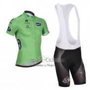 Tour DE Francia Ropa Ciclismo Culotte Corto 2014 Hombre Mangas Cortas Verde