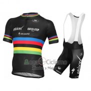 Uci Mondo Campione Lider Ropa Ciclismo Culotte Corto 2016 Hombre Mangas Cortas Quick Step Negro