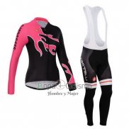 Castelli Ropa Ciclismo Culotte Largo 2014 Mujer Mangas Largas Rojo y Negro