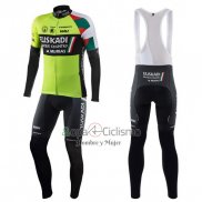 Euskadi Ropa Ciclismo Culotte Largo 2017 Hombre Mangas Largas Negro y Verde