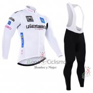 Giro d'Italia Ropa Ciclismo Culotte Largo 2016 Hombre Mangas Largas Blanco y Azul