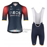 Ineos Grenadiers Ropa Ciclismo Culotte Corto 2022 Mangas Cortas Profundo Azul Rojo