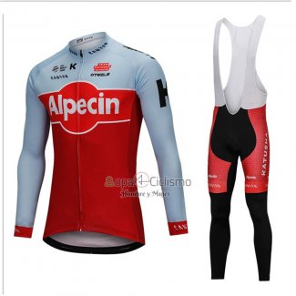 Katusha Alpecin Ropa Ciclismo Culotte Largo 2018 Mangas Largas Rojo