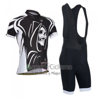 Monton Ropa Ciclismo Culotte Corto 2014 Hombre Mangas Cortas Blanco y Negro