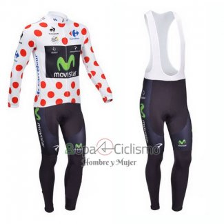 Movistar Lider Ropa Ciclismo Culotte Largo 2013 Hombre Mangas Largas Blanco y Rojo