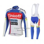 Tinkoff Saxo Bank Ropa Ciclismo Culotte Largo 2018 Mangas Largas Rojo Azul