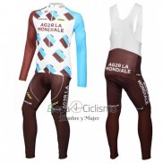 Ag2rla Ropa Ciclismo Culotte Largo 2016 Mangas Largas Blanco y Brown