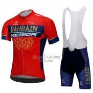 Bahrain Merida Ropa Ciclismo Culotte Corto 2018 Mangas Cortas Rojo