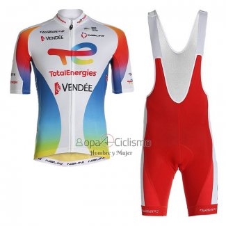 Direct Energie Ropa Ciclismo Culotte Corto 2021 Hombre Mangas Cortas Blanco Rojo AMarillo Azul