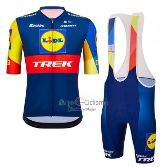 Lidl-trek Ropa Ciclismo Culotte Corto 2023 Mangas Cortas Azul AMarillo