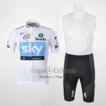 Sky Lider Ropa Ciclismo Culotte Corto 2011 Hombre Mangas Cortas Blanco y Azur